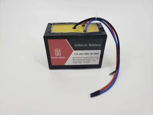 Paquete de baterías LTO de titanato de litio de 24V / 7,8Ah para rastreador solar / puerta eléctrica