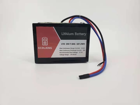 Paquete de baterías LTO de titanato de litio de 24V / 7,8Ah para rastreador solar / puerta eléctrica