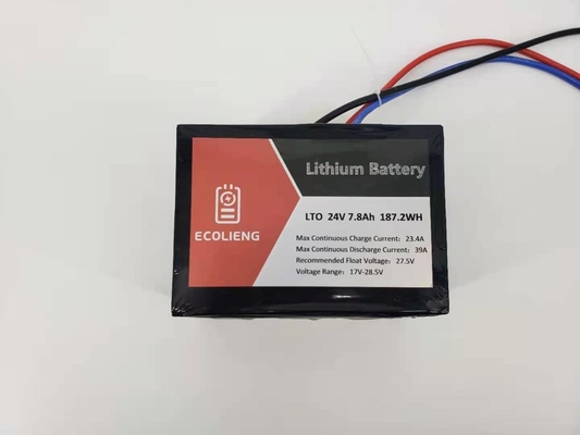 Paquete de baterías LTO de titanato de litio de 24V / 7,8Ah para rastreador solar / puerta eléctrica