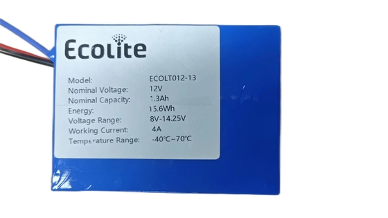 Paquete de baterías LTO personalizables 12V 1.3Ah de ciclo largo Baterías LTO de titanato de litio