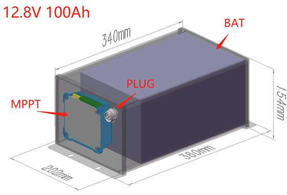 LiFePO4 12V 100Ah luz solar de la calle Batería de litio BMS MPPT todo en uno
