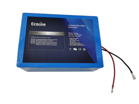 Batería de litio LTO 24V 7.8Ah LiFePO4 Batería para controlador solar de seguimiento con BMS