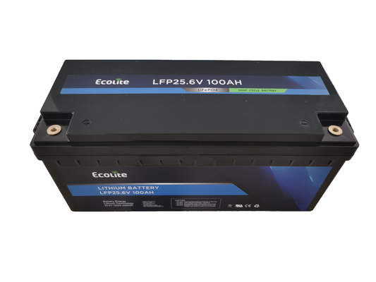 25.6V 100Ah LiFePO4 Batería recargable Baterías de litio BMS Incorporado para barcos RV Acampada al aire libre