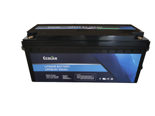 Ecolite Largo ciclo de vida>4000 ciclos 25.6V 100Ah LiFePO4 Batería de litio para camionetas de barco