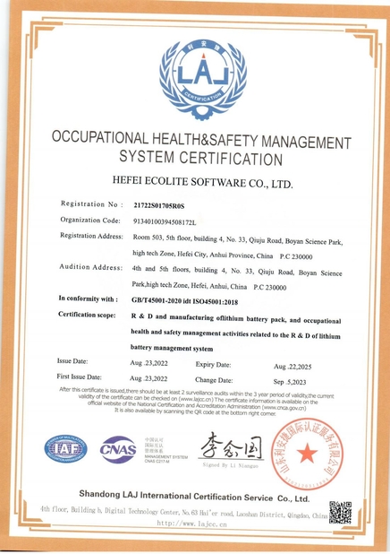 China HEFEI ECOLITE ENERGY CO., LTD. certificaciones